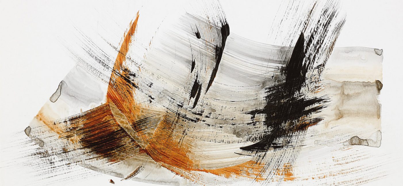 Dorith Teichman-black and orange brush strokes