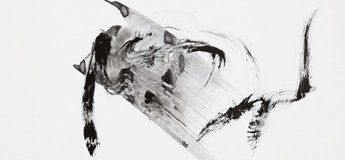 black and white painting, swift movement, Dorith Teichman