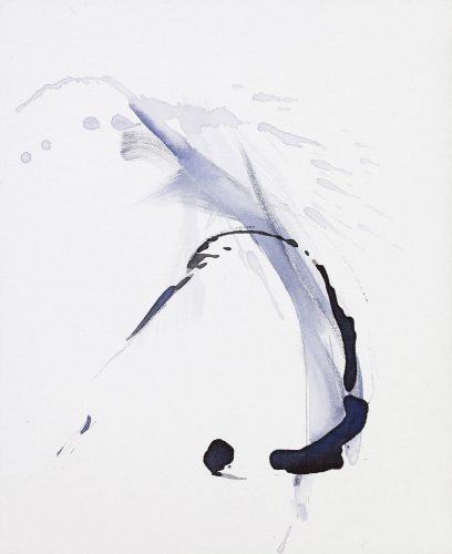 דורית טייכמן, ללא כותרת כחול, 2017, אקריליק על קנווס, צילום אבי אמסלם